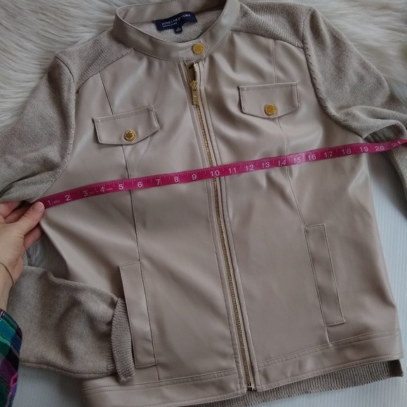 JONES NEW YORK tan faux leather knit Jacket - Picture 4 of 8